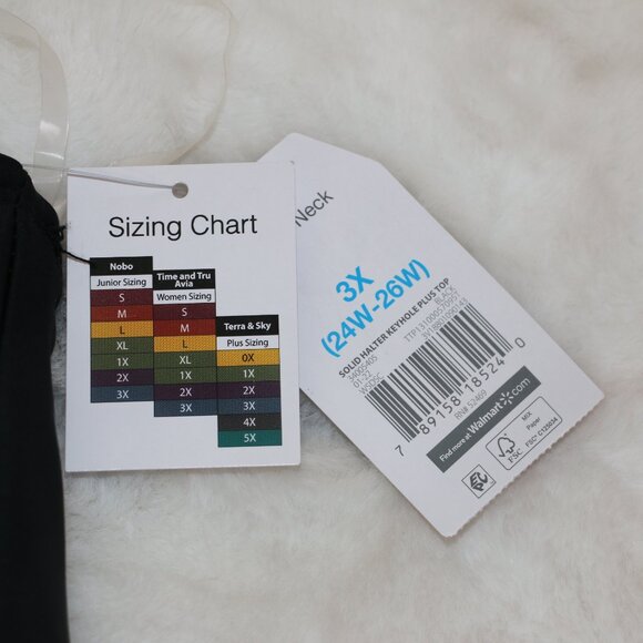 Time and Tru Plus Size Black Halter Keyhole Bikini Top β 3X - Picture 4 of 6